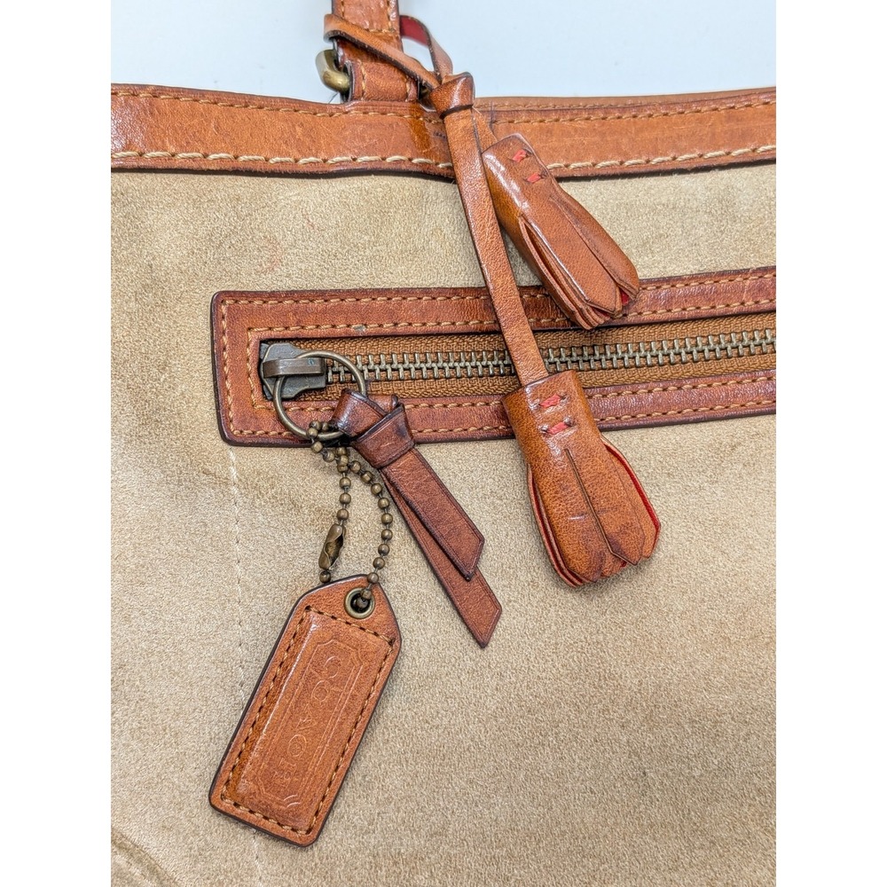 Vintage Coach 7476 Hampton Suede Tassel Satchel Bag Purse Camel Tan -*READ* - Picture 10 of 16